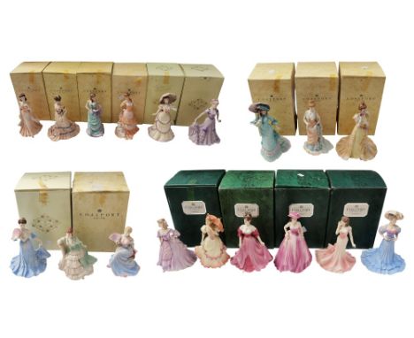 A collection of boxed Coalport lady figures to include command performance, midsummer dream, Brighton promenade, Mandarin Cre