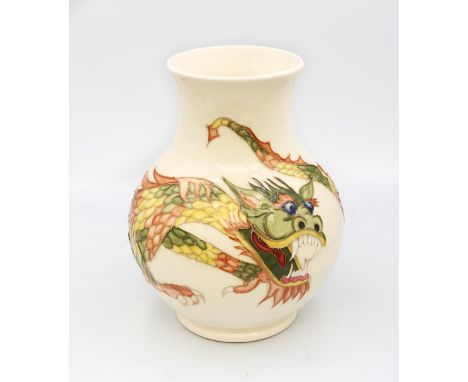 A Moorcroft vase in a rare version of the later produced Dragon design, the vase is 1 of only 2 made in this colour and it is