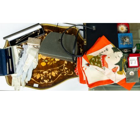 A collection of vintage and later costume jewellery and items, to include a pair of silver and diamond earrings, (Hot Diamond