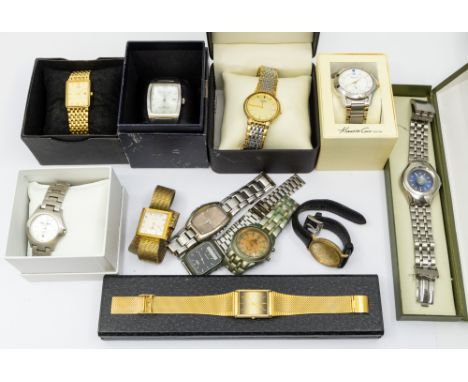 A collection of gents vintage wristwatches, including gold plated  Rotary, Citizen (cased), Accurist, together with a two ton