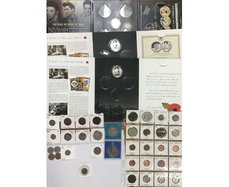 British and World Coins with Medallic issues one commemorating Elvis and two WW1 also a 2017 &pound;1 with the central sectio