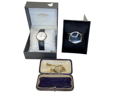 Job Lot of 3 Watches: 9ct Gold Cocktail Watch (16g all in), Calvin Klein and Rotary Watches (3)All sold as seen.Qty: 3Conditi