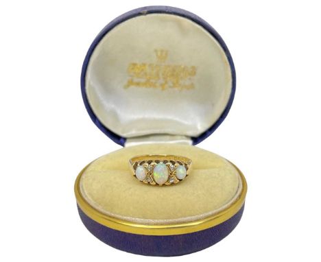 Victorian Opal and Diamond Ring (3.2g)A vibrant opal and diamond 7 stone victorian half hoop ringFinger size M