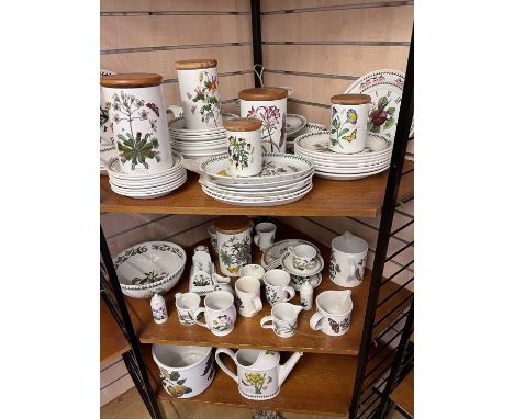 Approx 75 pieces of Portmerion Botanic Garden dinner/ tea serviceincluding bowls, cake stand, jugs, clocks, toast rack, cups,
