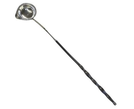 Georgian Silver Toddy Ladle. UnmarkedWith twisted stem leading to silver terminalLength 39.5 cmsCondition report: Excellent c