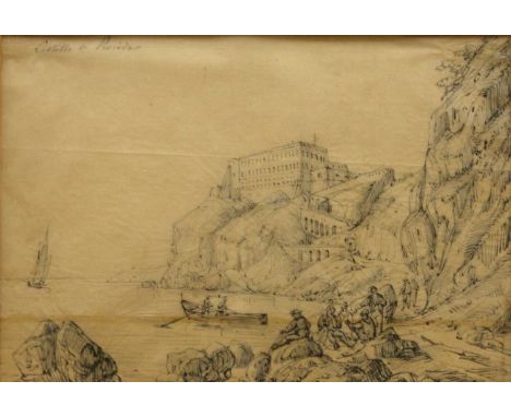 ANTONIO SENAPE (ITALIAN, 1788-1850) CASTELLO DI PROVIDA AND CASTELLO DI PADUAboth inscribed with title, pen and ink old maste
