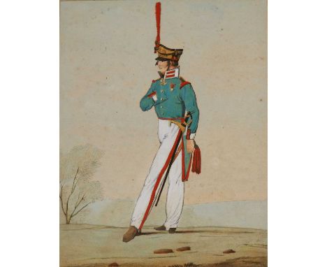 FRENCH SCHOOL (19TH CENTURY) PORTRAIT OF A SOLDIER C1800unsigned, pen, ink and watercolour16 x 12cms mounted but unframedQty: