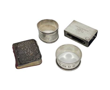 Mixed Lot Small Silver Items. 87 g. Various dates and makersTo include a matchbox holder, Alfred Ernest Neighbour, London 193