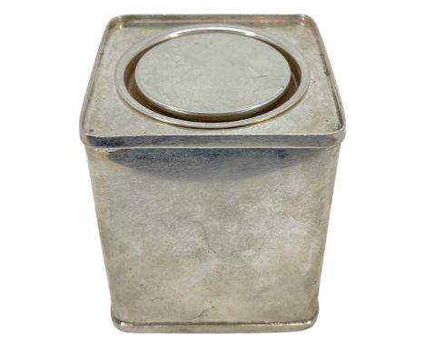 Modern Silver Tea Caddy of Tin Form. 208 g. Dini, Italy. 20th CenturyModelled as a modern tin used for tea. 800 grade silver.