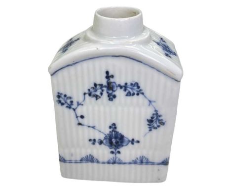 A late 18th century Meissen blue and white floral tea caddy10cms highQty: 1