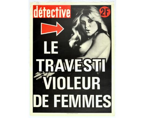 Original vintage poster advertising a French weekly magazine - Detective - created in 1928 as it deals with crime stories, tr