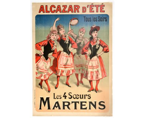 Origianl vintage advertising poster for Summer Alcazar - The 4 Martens Sisters / Alcazar D'ete - Les 4 Soeurs Martens - Great