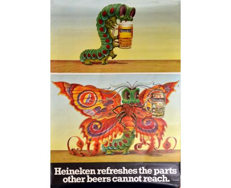 Original vintage advertising poster for Heineken beer - Heineken refreshes the parts other beers cannot reach - Great artwork