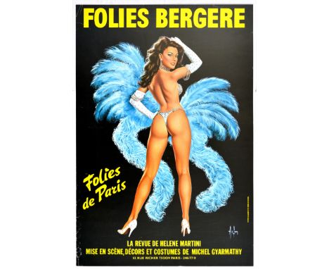 Original vintage advertising poster for the famous Parisian cabaret music hall - Folies Bergere - Folies de Paris La revue de
