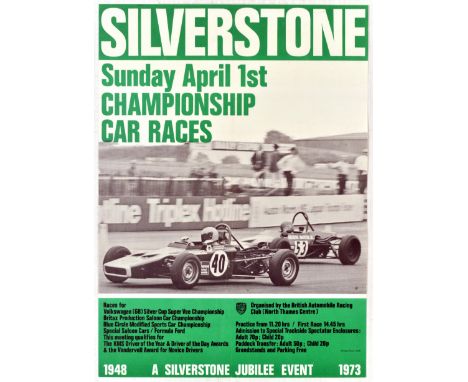 Original vintage sport poster for a Championship car race at Silverstone on 1st April, 1973.  The event was organised by the 