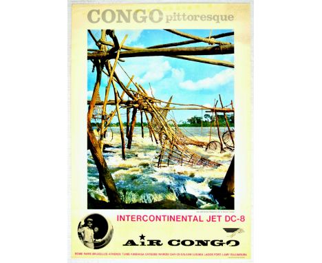 Original vintage travel poster - Congo pittoresque - Picturesque Congo issued by Air Congo airline. Air Congo was originally 