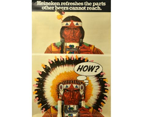 Original vintage advertising poster for Heineken beer - Heineken refreshes the parts other beers cannot reach - Great artwork