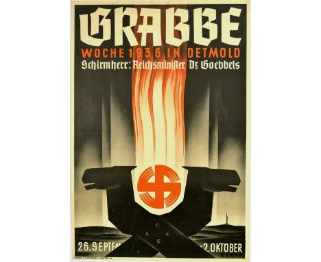 Original vintage propaganda poster issued in the Nazi Germany - Grabbe-Woche in Detmold vom 26.09. - 2.10.1936. Schirmherr Re