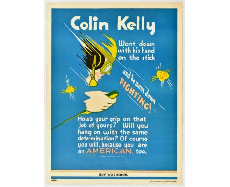 Original vintage propaganda poster issued during the Second World War in the USA to promote sales of war bonds.  Image featur