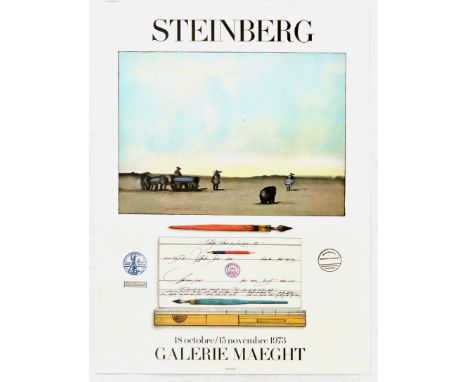 Original vintage art exhibition poster - Steinberg 18 Octobre 15 Novembre 1973 Galerie Maeght - featuring artwork by the nota