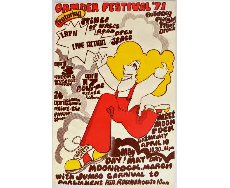 Original vintage advertising poster for Camden Festival in London.  Camden Festival was an annual spring festival founded in 