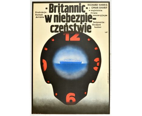 Original vintage movie poster for a Polish release of a British crime drama Juggernaut  under a title Britannic w niebespecze