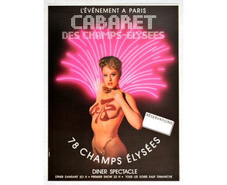 Original vintage music and dance cabaret poster advertising a diner spectacle entertainment show at The Event in Paris L'Even