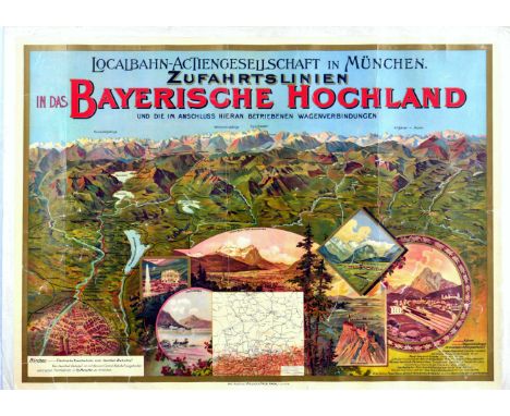 Original vintage travel poster advertising services of the Zufahrtslinien Railway in Higher Bavaria - Zufahrtslinien in das B