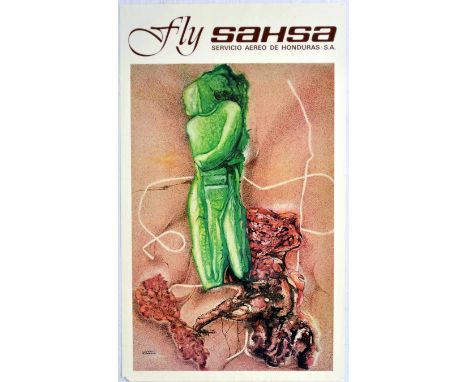 Original vintage travel poster for Hunduras issued by SAHSA Airline.  Servicio Aereo de Honduras S.A. (IATA: SH, ICAO: SHA) o