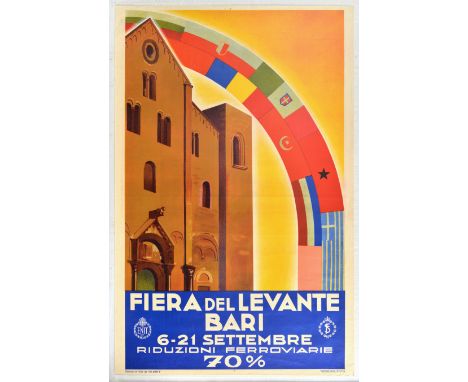 Original vintage travel poster for Fiera Del Levante Bari / Fair of East Bari taht took place form 6-21 September - Great art