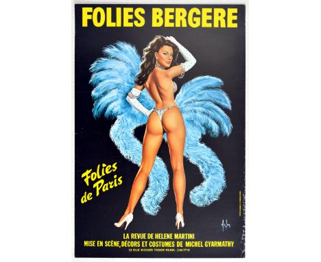 Original vintage advertising poster for the famous Parisian cabaret music hall - Folies Bergere - Folies de Paris La revue de