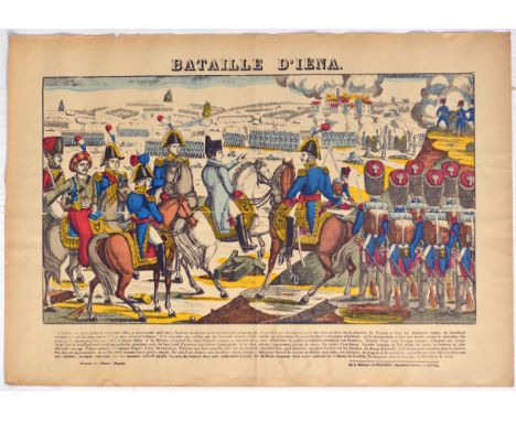 Original antique epinal print poster for a Battle at Iena. The twin battles of Jena and Auerstedt were fought on 14 October 1