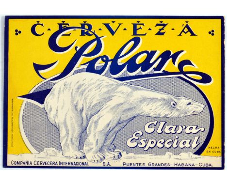Original vintage advertising poster for the Cuban brand of beer Polar: Polar Beer - Special Clear (Cerveza Polar - Clara Espe