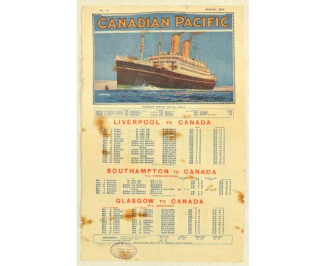 Original vintage travel advertising poster for Canadian Pacific Ocean Fleet - Great artwork by Odin Rosenvinge (1880-1957) of