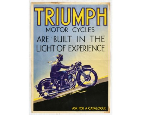 Original vintage adverising poster issued by the British motorcycle manufacturer Triumph Engineering - Triumph Motorcycles Ar