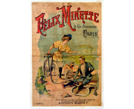 Original antique poster - Felix Minette 16 Rue Descombes Paris - featuring a fun design by Albert Paul Guillaume (1873-1942) 