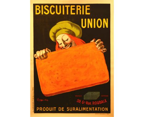 Large original antique food advertising poster for a French Biscuit Manufacturer: Union Biscuits (since 1892) In all good gro