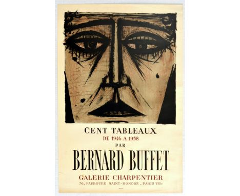 Original vintage poster for an art exhibition of 100 Paintings from 1946 to 1958 by the notable French artist Bernard Buffet 
