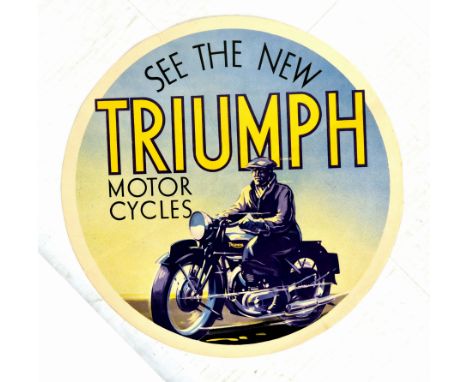 Original vintage adverising poster issued by the British motorcycle manufacturer Triumph Engineering - See the New Triumph Mo