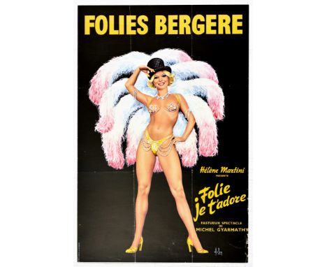 Original vintage advertising poster for the famous Parisian cabaret music hall - Folies Bergere - Helene Martini presents Fol