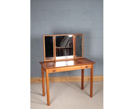 20th century dressing table, with triptych mirror and fitted two small drawers, 103cm wide