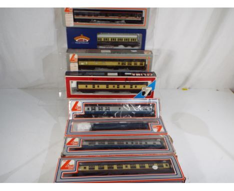 Model Railways - eight OO gauge  coaches by Lima and Hornby, one  Hornby coach in a Bachmann box and one Hornby coach in a Li