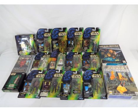 Star Wars - fourteen Star Wars action figures by Kenner and Hasbro to include Mace Windu, Princess Leia, Tie Fighter Pilot, C