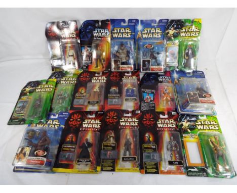 Star Wars - sixteen Star Wars action figures by Hasbro and Kenner to include Count Dooku, IG-88, Chewbacca, Like Skywalker, A