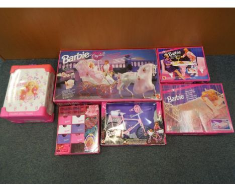 Barbie - four Barbie play sets contained in original boxes comprising #10142 Barbie Crystal Horse and Carriage, #67560 Bicycl