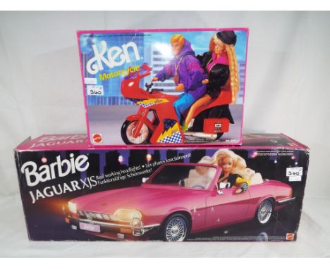 Barbie - a Barbie Jaguar XJS model #1665 and a Ken motorcycle model #8051,both in original boxes by Mattel (2)