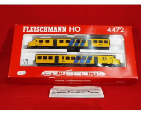 Model Railways - a Fleischmann HO gauge double electric rail bus, model in mint condition, box in excellent Est £50 - £60