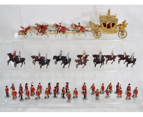A Johillco diecast Coronation Set containing fifty three pieces, box fair, figures good, Est £50 - £80