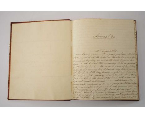 MANUSCRIPT. Journal of a Short Tour to the Lakes of Westmorland &amp; Cumberland &amp;c in the Autumn of 1829. Small 4to, cir