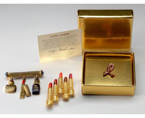 Lipsticks, cosmetics and a collectable Cancer Awareness Pink Enamel Ribbon (3)